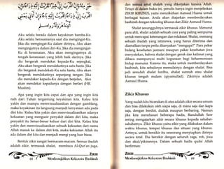 il 
§l 
f 
:i' 
, 
,,i 
7; i[, 
! 
,Yv't:', 9L ü:fi ttiliL v','r iY:, * 
#,rü ry^v *t {}yl:,»L;ir 
F,trr1ilS?,d 
rlarrr st ntua amal shaleh yang dikerjakan karena Allah, 
'fetapi di dalam buku ini, penulis hanya ingin menjelaskan 
ZIKII( KHUSUS, yaitu menzikirkan Asmaul Husna untuk 
berbagai tujuan. Anda akan diajarkan memberdayakan 
bashirah dengan teknolog khusus danZlkir Asmaul Husna. 
Shalat sesungguhnya termasuk zikir khusus. Menurut 
para ahli, shalat adalah sebuah cara yang paling sempurna 
untuk mencapai ketenangan dan relaksasi. Shalat, memang 
sebuah ibadah yartg istimewa, yang harus diterima dan 
diamalkan tanpa perlu ditanyakan "mengapa?" Para pakar 
bidang kesehatan jasmani maupun pakar kesehatan jiwa 
menyatakan, bahwa shalat dengan gerak dan kalimat yang 
dibaca mempunyai multi kegunaan bagi keharmonisan 
hidup manusia. Karena itu, maka untuk memberdayakan 
bashirah, kita sebaiknya memulainya dengan shalat. Bisa 
jadi sesudah shalat fardhu, shalat sunnah atau shalat 
khusus tengah malam (qiyamullail). Zikirnya adalah 
Asmaul Husna. 
Zikir Khusus 
Yang sudah kita bicarakan di atas adalah zikir secara umum 
dan bisa dilakukan oleh siapa saja, di mana saja dan kapa 
saja, dengan berdiri, duduk maupun berbaring. Namun 
jika kita menelusuri beberapa hadis, Rasulullah Saw 
sering mengajarkan zikir secara khusus kepada sahabat-sahabatnya. 
Zikir khusus yaitu zikir yang dilakukan dalam 
waktu khusus, tempat khusus dan situasi yang khusus. 
Artinya, untuk berzikir itu seseorang menyiapkan dirinya 
secara total. Dia berzikir dengan seluruh raga, roh, jiwa 
dan akal/pikirannya. Dalam sebuah hadis qudsi Allah 
berfirman: 
Aku selalu berada dalam keyakinan hamba-Ku. 
Aku selalu berasamanya saat dia mengingat-Ku. 
Jika dia mengingat-Ku dalam dirinya, Aku akan 
mengingatnya dalam diri-Ku. Jika dia mengingat- 
Ku di keramaian, Aku akan mengingatnya di 
tengah keramaian yar.g lebih baik darinya. Jika 
dia bergerak mendekat kepada-Ku sejengkal, 
Aku akan bergerak mendekatinya satu hasta. Jika 
dia bergerak mendekati-Ku satu hasta, Aku akan 
bergerak mendekatinya sepanjang tangan. Jika 
dia mendakat kepada-Ku dengan berjalan, Aku 
akan mendekat kepadanya dengan berlari (HR. 
Muslim). 
Apa yang ingin kita capai dan apa yar.g ingin kita 
raih dari Tuhan tergantung keyakinan kita. Kalau kita 
yakin dan mampu memvisualisasikan dengan gamblang, 
maka keyakinan itu langsung manjadi kenyataan ada pada 
diri kita. Kalau kita yakin dan memvisualisasikan adanya 
kekuatan yang mengusir penyakit dalam diri kita, maka 
penyakit itu benar-benar keluar dari diri kita. Kalau kita 
yakin dan memvisualisasikan sebuah kekuatan dari nama 
Allah masuk ke dalam diri kita, maka kekuatan Allah itu 
ada dalam diri kita dan menjadi energi yangluar biasa. 
Bentuk zikir sangat bermacam-macam. Semua ibadah 
adalah zikir, termasuk shalat, membaca A1-Qur'an juga, G> 1Ti[ 
 