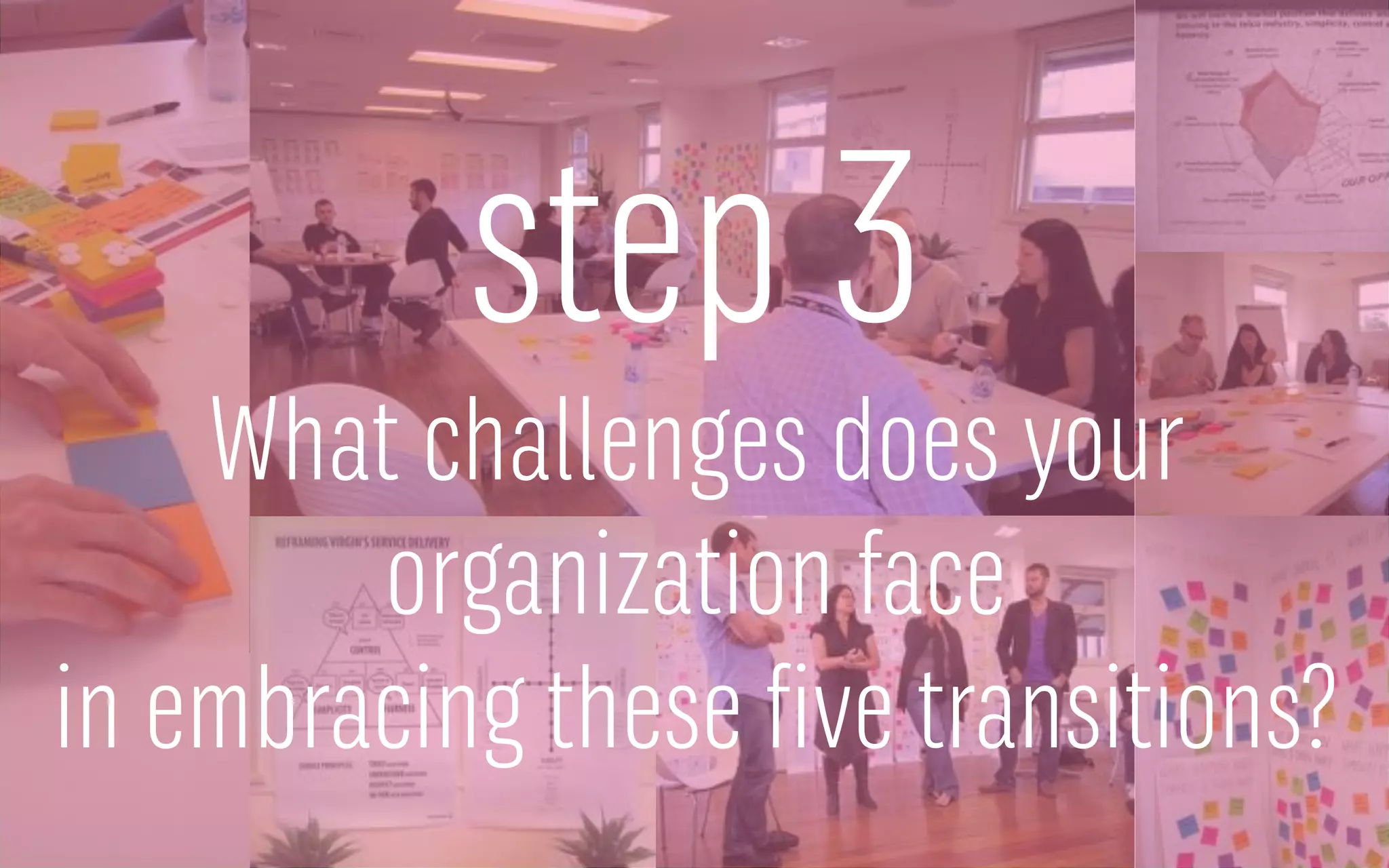 step 3
What challenges does your
organization face
in embracing these five transitions?
 
