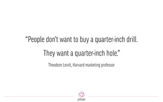 “People don’t want to buy a quarter-inch drill.
They want a quarter-inch hole.”
Theodore Levitt,Harvard marketing professor
 