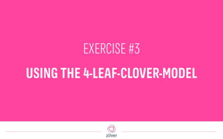 BROADEN THE JOURNEY.
EXPLORE THE OUTCOMES.
USE THE 4-LEAF CLOVER MODEL.
 
