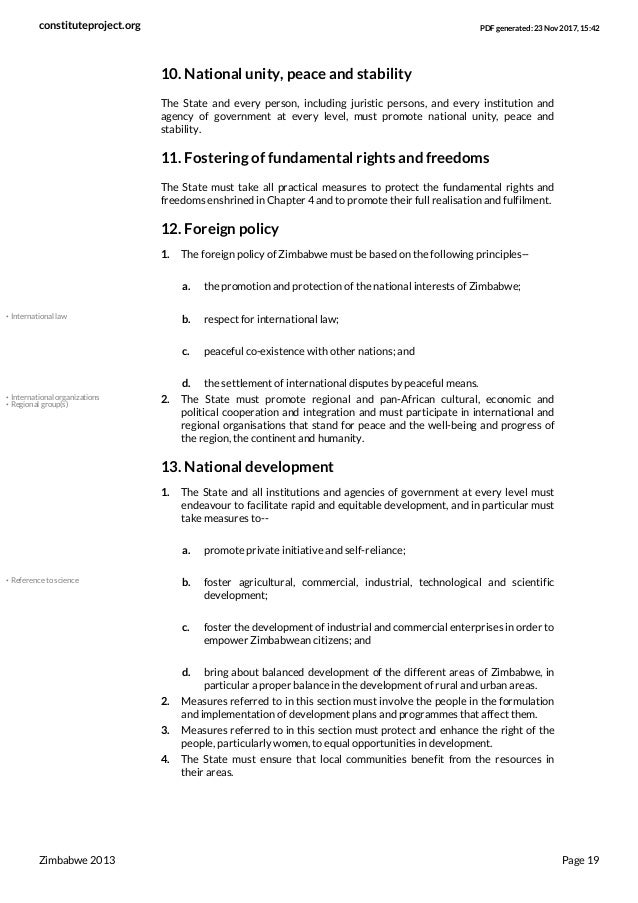 Zimbabwe's 2013 constitution