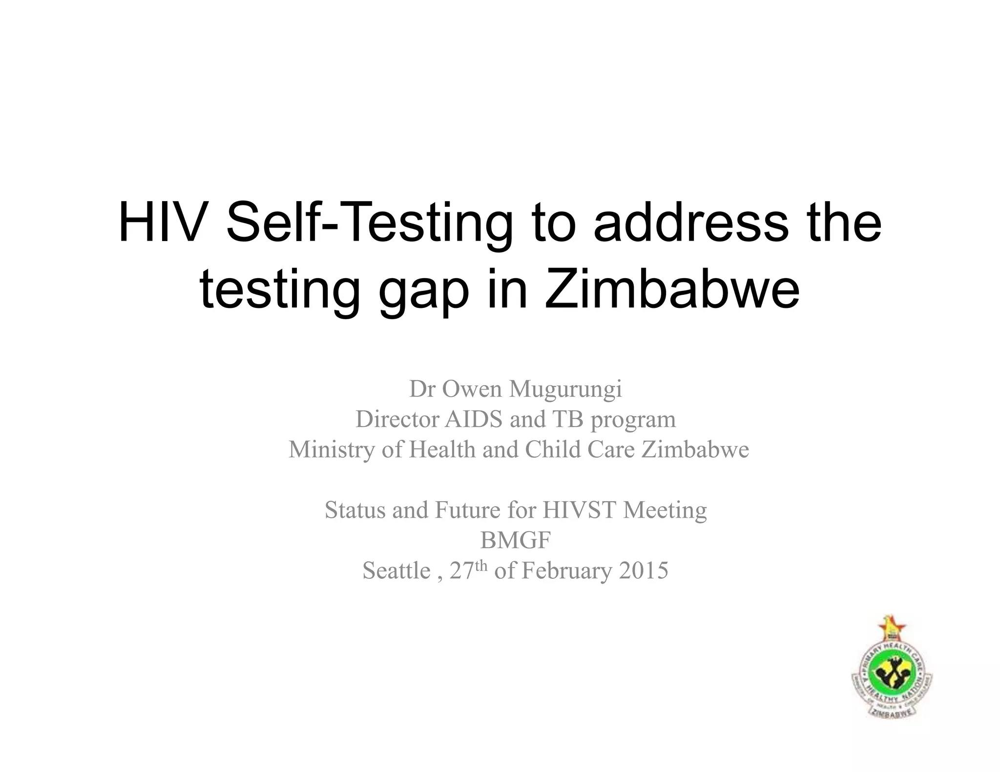 Zimbabwe HIV Self-testing presentation | PDF