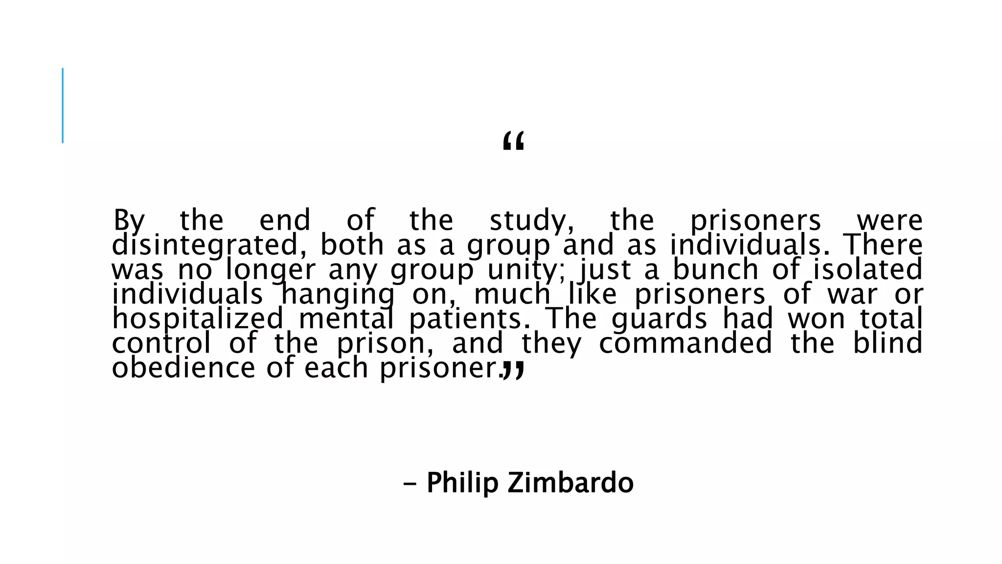 Zimbardo's Experiment : The Stanford Prison Experiment | PPTX