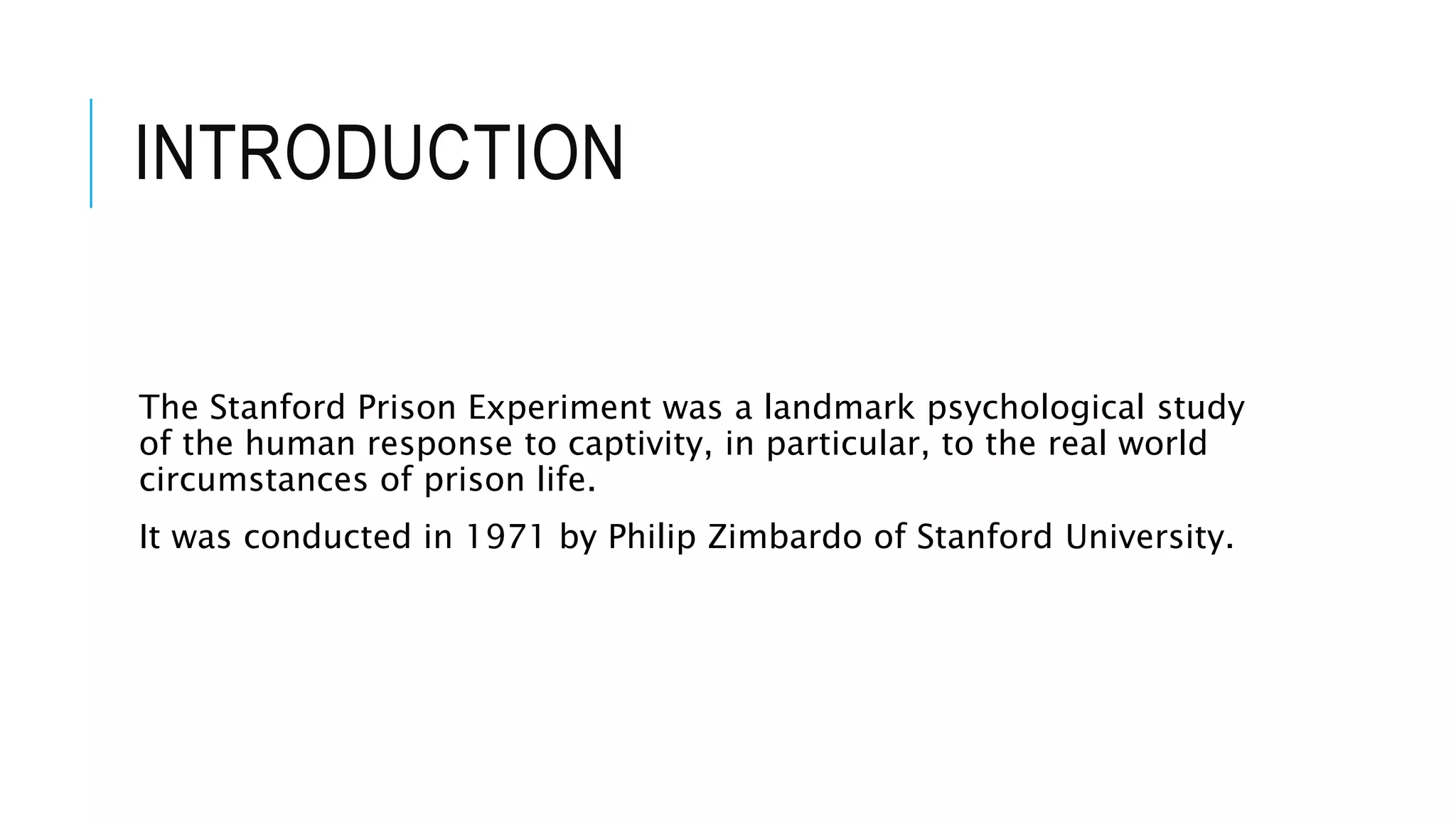 Zimbardo's Experiment : The Stanford Prison Experiment | PPTX
