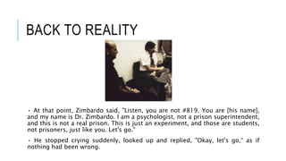 Zimbardo's Experiment : The Stanford Prison Experiment | PPTX