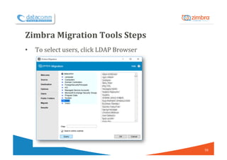 Zimbra	Migration	Tools	Steps	
•  To	select	users,	click	LDAP	Browser	
50	
 