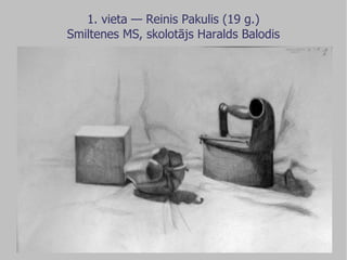 1. vieta — Reinis Pakulis (19 g.) Smiltenes MS, skolotājs Haralds Balodis 