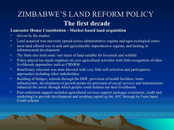 Zimbabwe's Land and Agrarian Policy A Sustainable Livelihoods Approa…