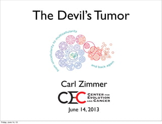 The Devil’s Tumor
June 14, 2013
Carl Zimmer
Friday, June 14, 13
 