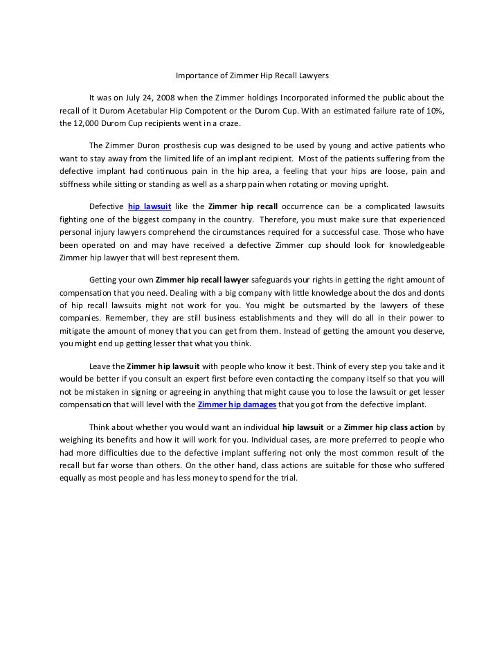 Importance of Zimmer Hip Recall Lawyers