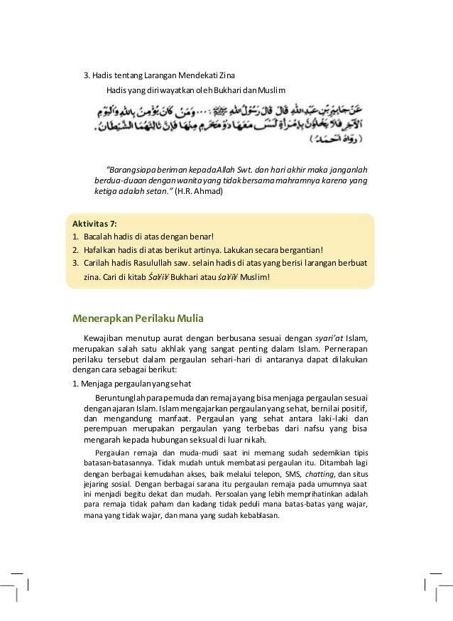 Hadits Tentang Larangan Zina Dan Pergaulan Bebas Sumber Ilmu