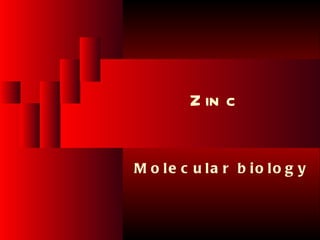 B io l o g ic a l F u n c t io n o f Z in c




                                                                 Z in c


                               M o le c u la r b io lo g y



Ju n e 2 6 , 2 0 1 2              T o t a l s l id e s : 7 8              47
 