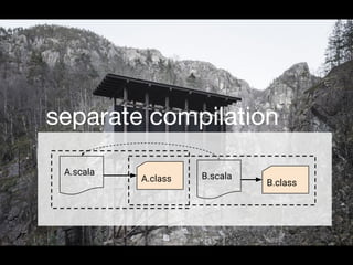 separate compilation
A.scala
A.class B.scala
B.class
 