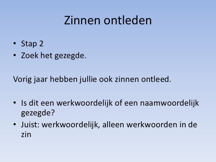 Zin Ontleden D91