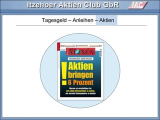 Tagesgeld – Anleihen – Aktien
Dividenden statt Zinsen
 