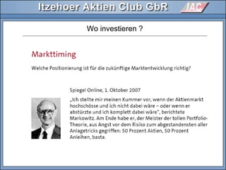 Wo investieren ?
 