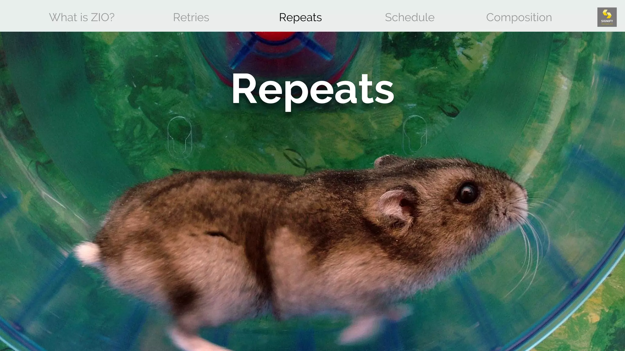 Repeats
What is ZIO? Retries Repeats Schedule Composition
 