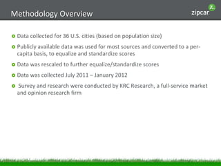 Methodology Overview

   Data collected for 36 U.S. cities (based on population size)
   Publicly available data was use...