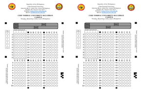 Repu blic of the Philippines
CebuNormal University
Osm eña Blv d., Cebu City , 6 000 Philippines
Tel/Fax No. (6 3 3 2 ) 2 5 3 -9 6 1 1
Website: http://w w w .cnu .edu .ph
Em ail: m ailbox@cnu .edu .ph
CEBU NORMAL UNIVERSIT Y BALAMBAN
CAMPUS
Nangka, Balam ban, Cebu , 6 4 01 Philippines
Telephone No. (03 2 ) 3 5 4 -6 4 6 0
Em ail: cnu balam bancam pu s@gm ail.com
Repu blic of the Philippines
CebuNormal University
Osm eña Blv d., Cebu City , 6 000 Philippines
Tel/Fax No. (6 3 3 2 ) 2 5 3 -9 6 1 1
Website: http://w w w .cnu .edu .ph
Em ail: m ailbox@cnu .edu .ph
CEBU NORMAL UNIVERSIT Y BALAMBAN
CAMPUS
Nangka, Balam ban, Cebu , 6 4 01 Philippines
Telephone No. (03 2 ) 3 5 4 -6 4 6 0
Em ail: cnu balam bancam pu s@gm ail.com
 