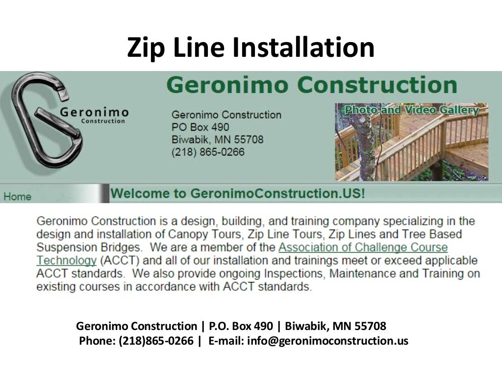 Zip Line Installation Geronimo Construction