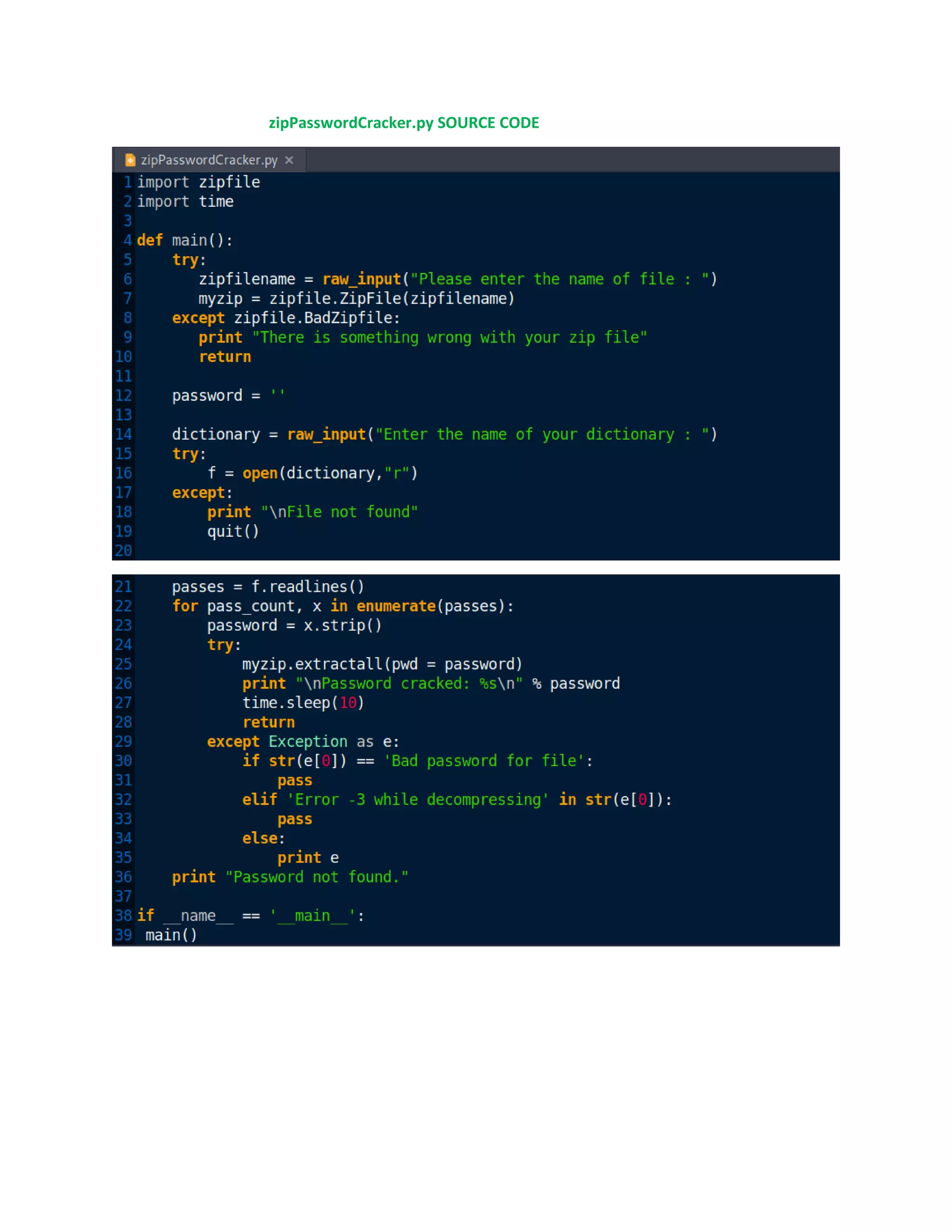 zipPasswordCracker.py SOURCE CODE
 