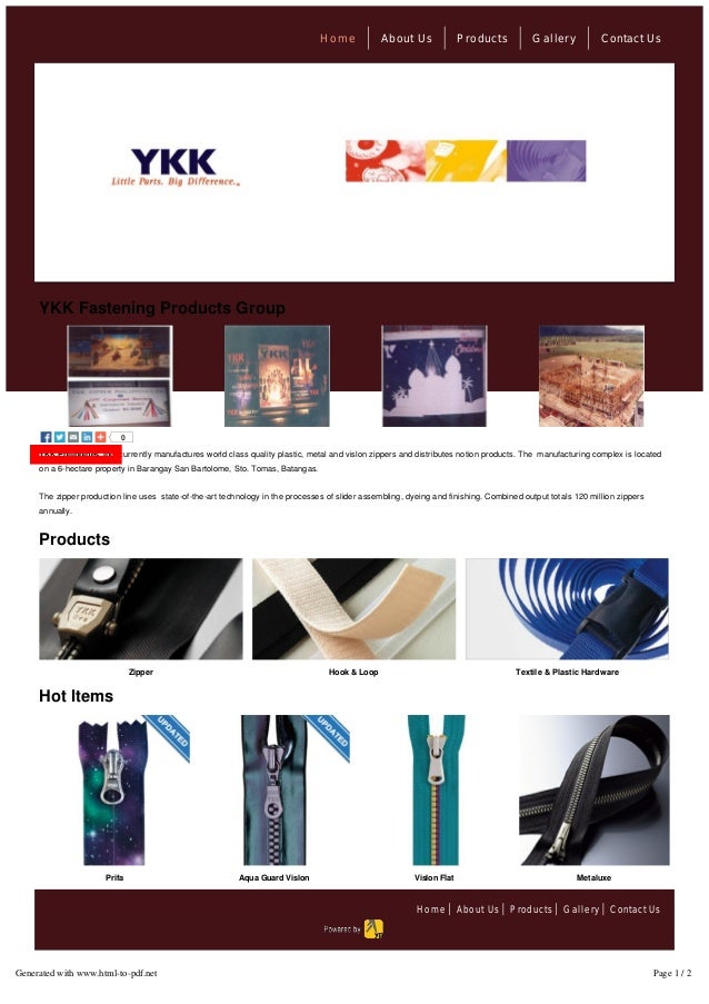 Zipper Hook Loop Snaps Button YKK Philippines Inc