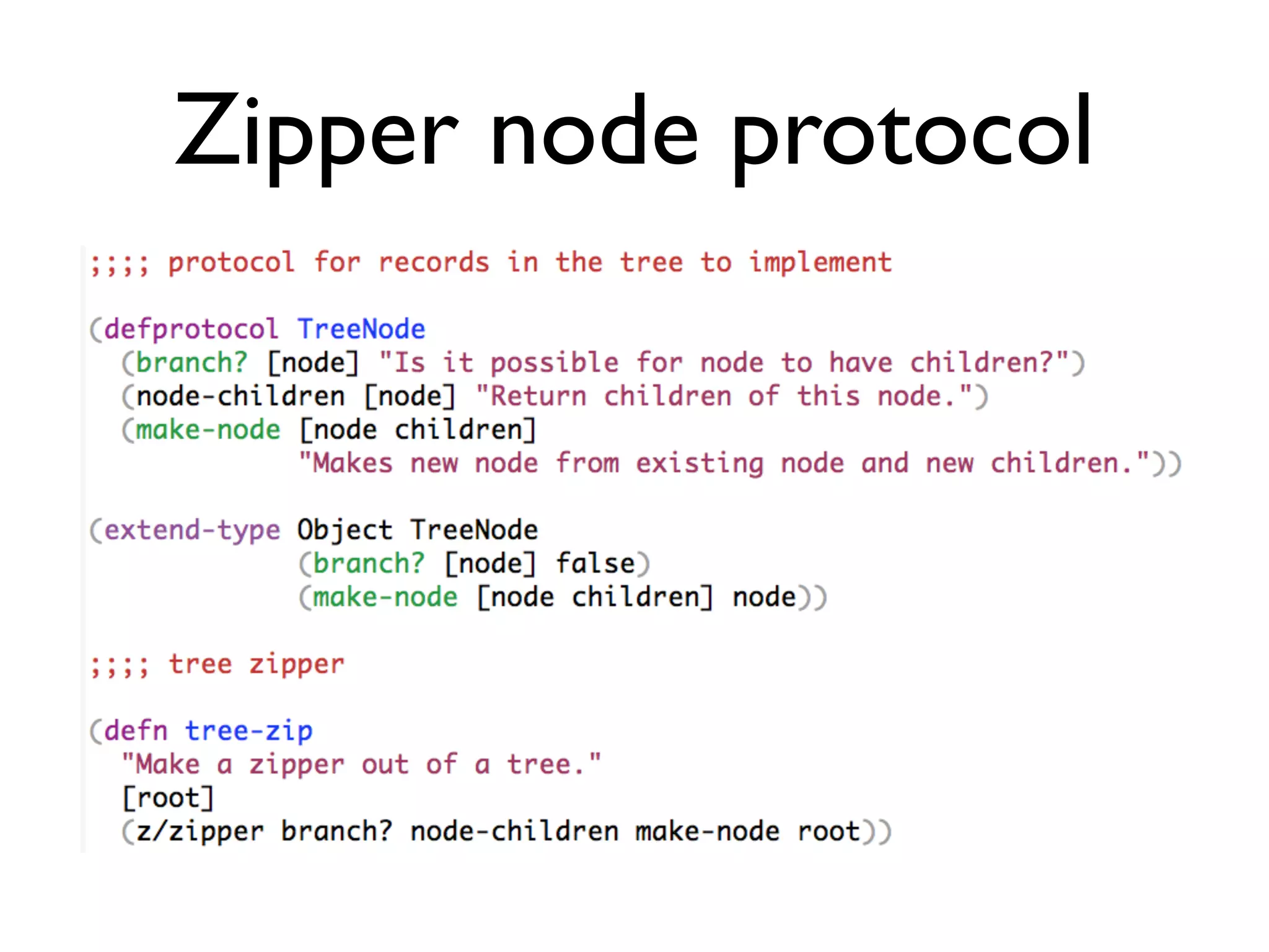 Zipper node protocol
 