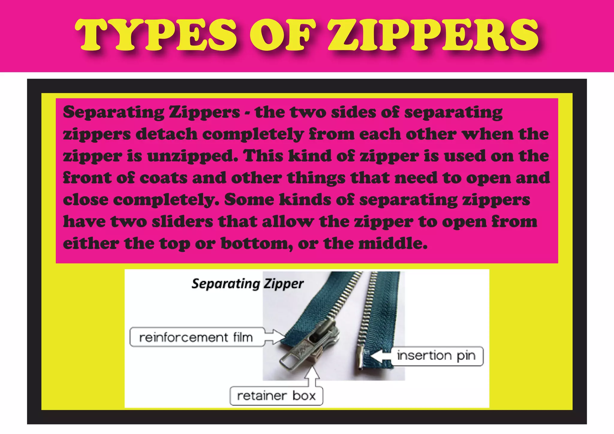 Zipper types | PDF