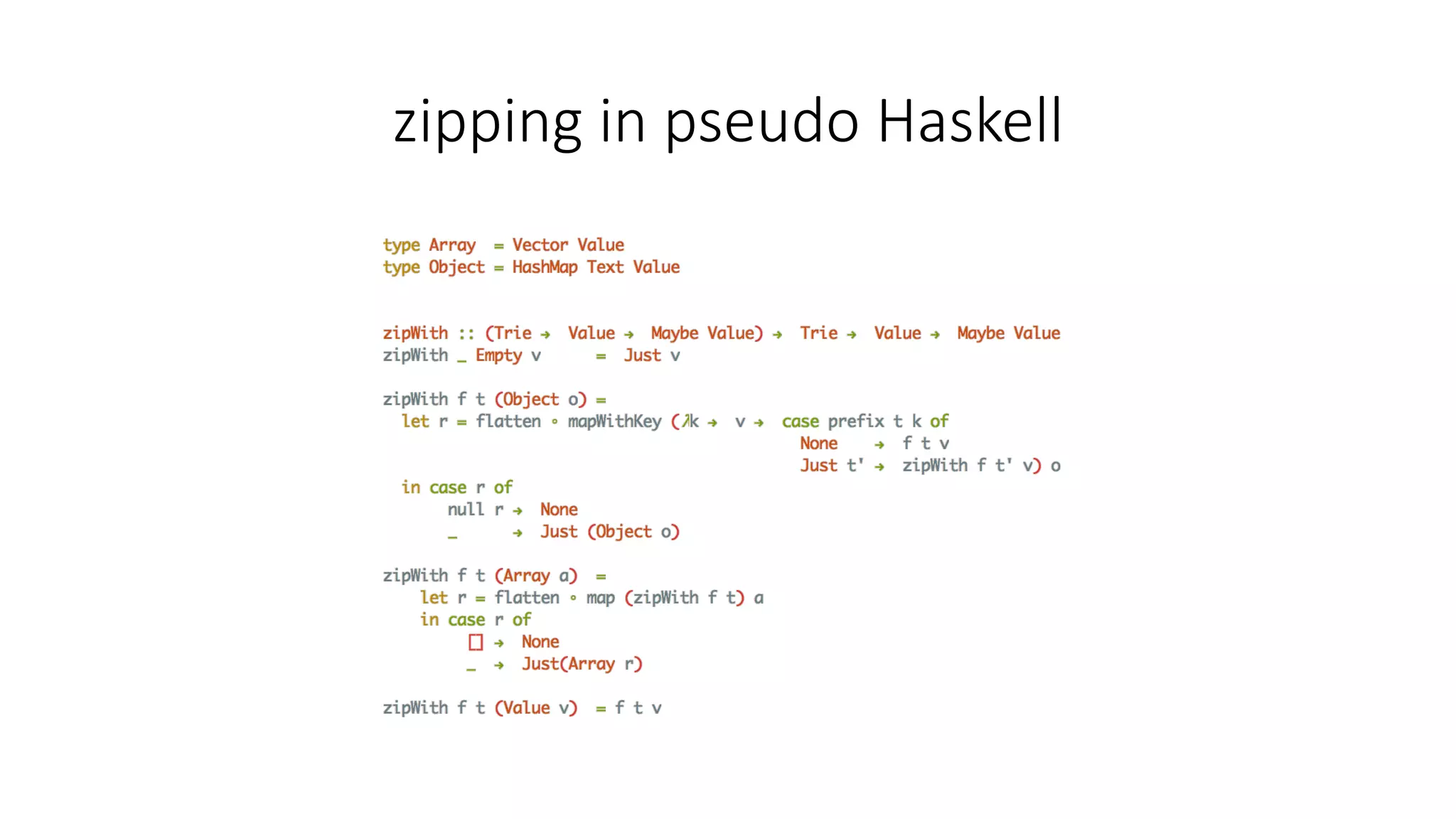 zipping	in	pseudo	Haskell
 