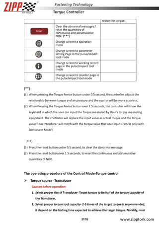 ZIPP torque controller operational manual | PDF