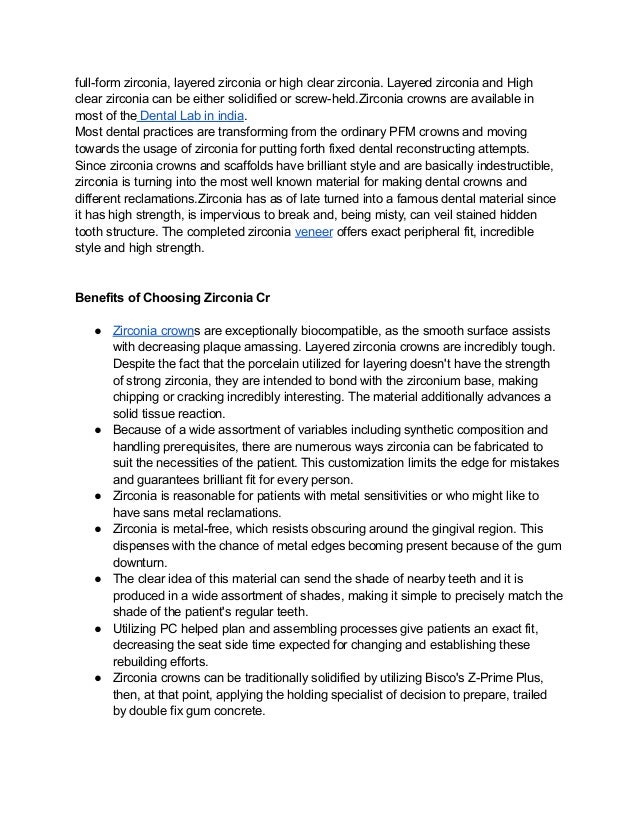Zirconia crown advantages and disadvantages