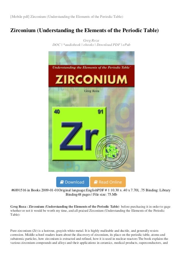 ZIRCONIUM UNDERSTANDING THE ELEMENTS OF THE PERIODIC TABLE