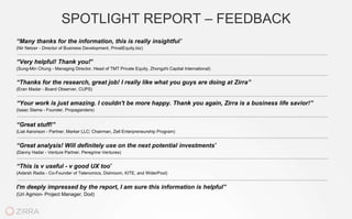 SPOTLIGHT REPORT – FEEDBACK
“Many thanks for the information, this is really insightful”
(Nir Netzer - Director of Busines...