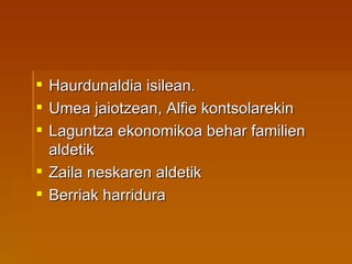 Haurdunaldia isilean. Umea jaiotzean, Alfie kontsolarekin Laguntza ekonomikoa behar familien aldetik Zaila neskaren aldetik Berriak harridura 