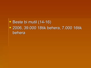 Beste bi mutil (14-16) 2006, 39.000 18tik behera, 7.000 16tik behera 