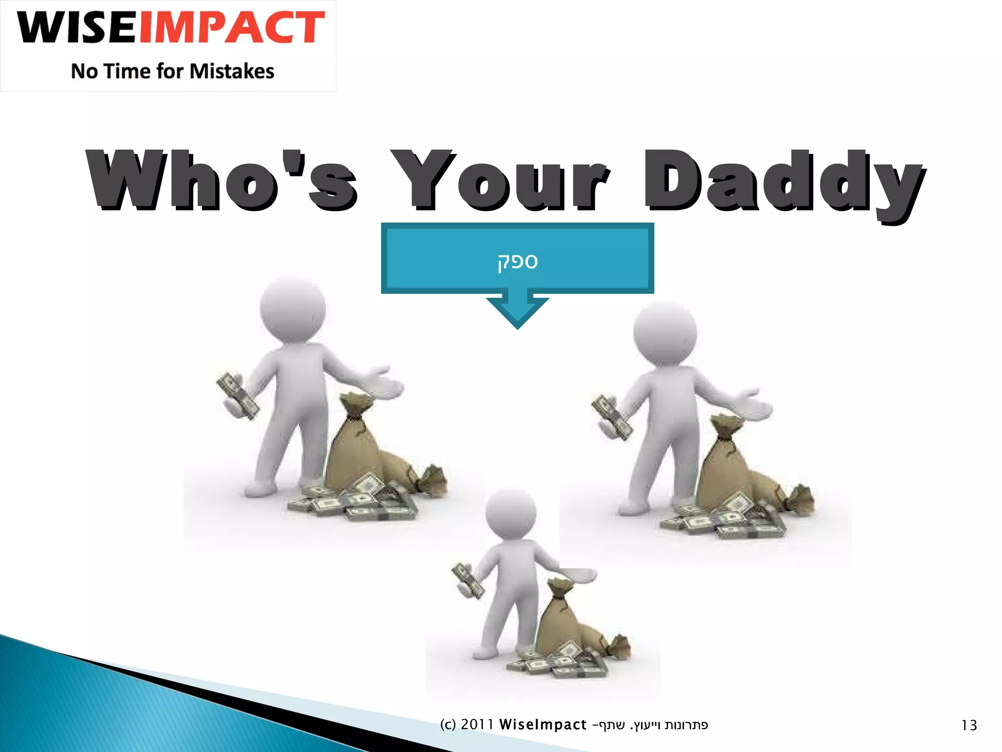 Who's Your Daddy   (c) 2011  WiseImpact  – פתרונות וייעוץ  .   שתף ספק 