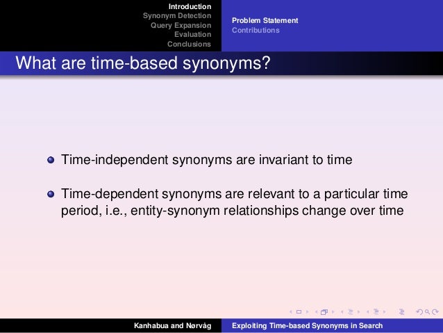 timing synonym what Exploiting Synonyms Searching Time Document in based Archives