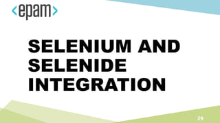 SELENIUM AND
SELENIDE
INTEGRATION
29
 
