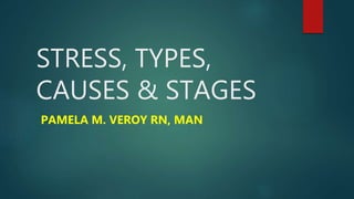 STRESS, TYPES,
CAUSES & STAGES
PAMELA M. VEROY RN, MAN
 