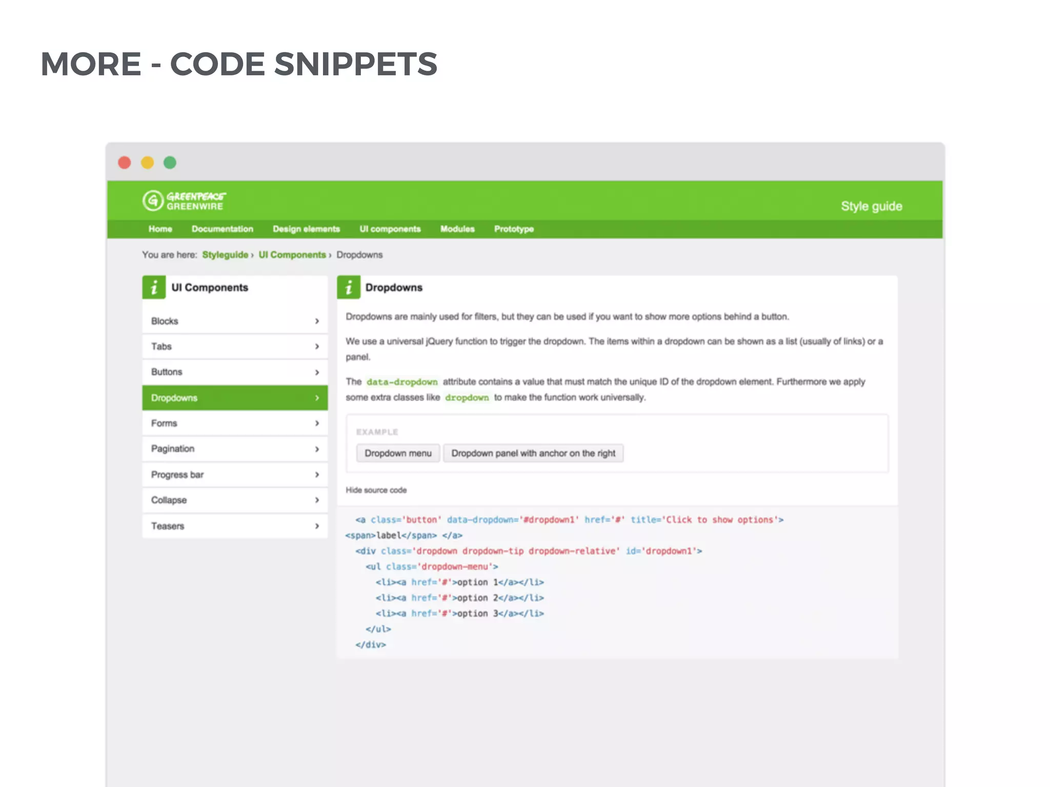 MORE - CODE SNIPPETS
 