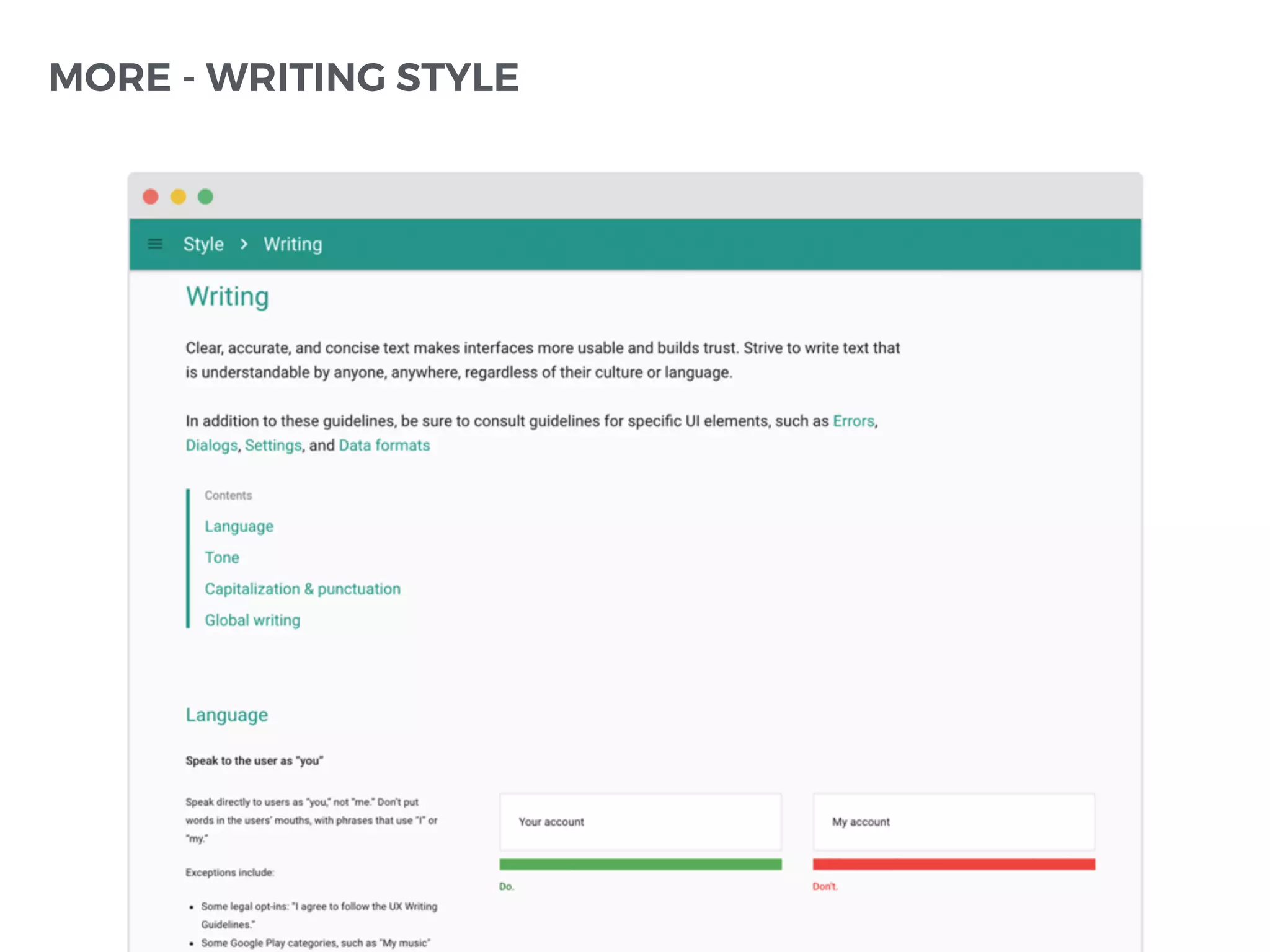 MORE - WRITING STYLE
 