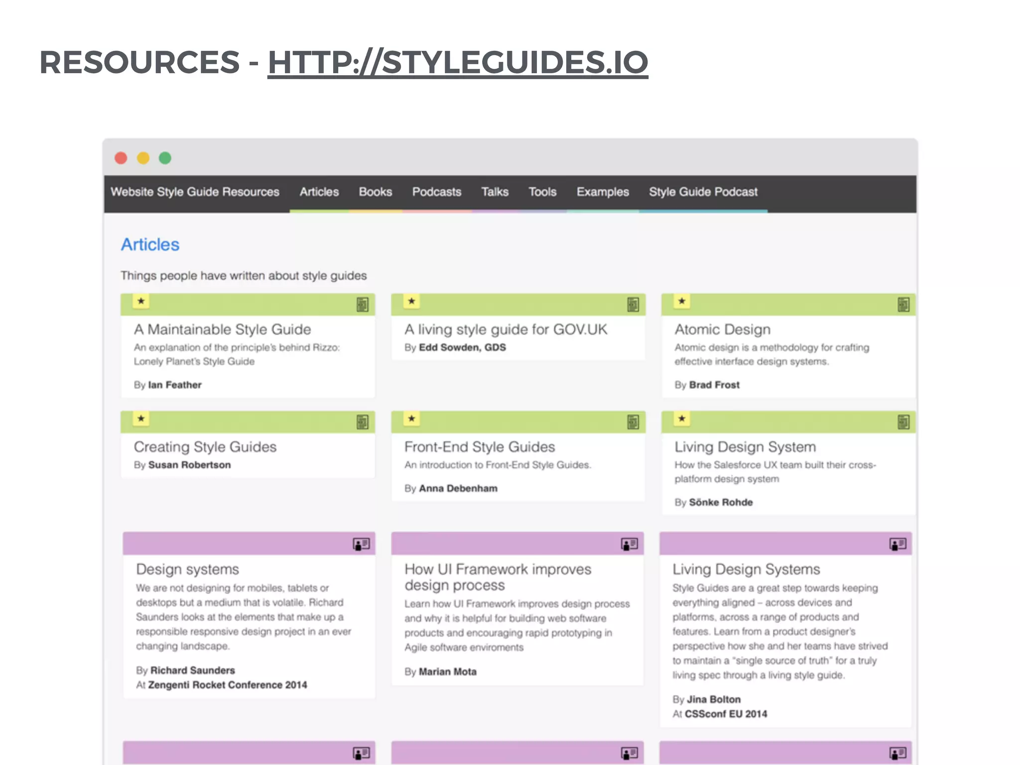 RESOURCES - HTTP://STYLEGUIDES.IO
 