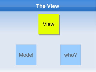 The View


          View




Model              who?
 