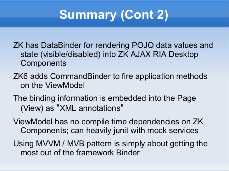 design patterns in zk java mvvm as model view binder