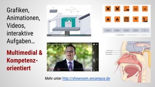 Mehr unter http://showroom.oncampus.de
Grafiken,
Animationen,
Videos,
interaktive
Aufgaben…
Multimedial &
Kompetenz-
orientiert
 