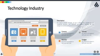w w w . D o m a i n . c o m Page 58
www.MainSlide.com
© All Rights Reserved.
Confidential
Technology Industry
www.inspirasign.biz/itemlist.html
Sign OutSearch
see seesee see
Go ahead and replace it
with your own text.
Camera Vehicle
Go ahead and replace it
with your own text.
Monitor
Go ahead and replace it
with your own text.
Gadget
Go ahead and replace it
with your own text.
For every 6 emails received, we get 3 Phone calls. Suitable for all
categories business and personal presentation, Suitable for all
categories business and personal presentation
Description
 
