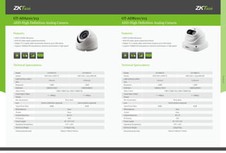 Products
GT-ADA210/213 GT-ADB210/213
AHD High Definition Analog Camera AHD High Definition Analog Camera
•	OV9712/SONY238 sensor
•	AHD HD video signal coaxial transmission
•	Adopts 75-5 coaxial cable, transmission distance up to 500 meters
•	Support 720P@25/30 long distance, real-time transmission in high speed
•	OV9712/SONY238 sensor
•	AHD HD video signal coaxial transmission
•	Adopts 75-5 coaxial cable, transmission distance up to 500 meters
•	Support 720P@25/30 long distance, real-time transmission in high speed
Technical Specications: Technical Specications:
Features: Features:
Model GT-ADA210 GT-ADA213
Sensor AHD 2431+OV9712 AHD 2431+ Sony IMX238
Light-sensing surface
area
1/4-inch 1/2.8-inch
Resolution 1.0MP 1.3MP
Definition 1280(H)x720(V) 1280(H)x960(V)
Video Frame 1280×720@25 fps;1280×720@30 fps
Frame Rate In Main
Stream
1—4Mbps 1—5Mbps
Min. illumination IR on: 0Lux
Lens 3.6mm (2.8/6.0mm optional) 3.6mm (6.0mm optional)
Signal Noise Ratio 40dB 45dB
White Balance Auto
Shutter Auto
Infrared Resection  IR-CUT
IR Distance 10m
Power Supply DC 12V /1.5A
Operating Temperature -10°C~+50°C
Net/Gross Weight 0.15kg/0.21kg
Dimension(color box) 100mm*100mm*92mm
Model GT-ADB210 GT-ADB213
Sensor AHD 2431+OV9712 AHD 2431+ Sony IMX238
Light-sensing surface
area
1/4-inch 1/2.8-inch
Resolution 1.0MP 1.3MP
Definition 1280(H)x720(V) 1280(H)x960(V)
Video Frame 1280×720@25 fps;1280×720@30 fps
Frame Rate In Main
Stream
1—4Mbps 1—5Mbps
Min. illumination IR on: 0Lux
Lens 3.6mm (6.0mm optional)
Signal Noise Ratio 40dB 45dB
White Balance Auto
Shutter Auto
Infrared Resection  IR-CUT
IR Distance 10m
Power Supply DC 12V /1.5A
Operating Temperature -10°C~+50°C
Net/Gross Weight 0.2kg/0.3kg
Dimension(color box) 140mm*140mm*110mm
IR IR
 