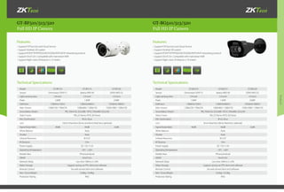 Products
GT-BF510/513/520 GT-BG510/513/520
Full HD IP Camera Full HD IP Camera
•	Support P2P function and Cloud Service
•	Support Android, IOS system
•	Support RTSP/FTP/PPPOE/DHCP/DDNS/NTP/UPnP networking protocol
•	Support Onvif 2.0+, Compatible with mainstream NVR
•	Support Night vision, IR distance is 15 meters
•	Support P2P function and Cloud Service
•	Support Android, IOS system
•	Support RTSP/FTP/PPPOE/DHCP/DDNS/NTP/UPnP networking protocol
•	Support Onvif 2.0+, Compatible with mainstream NVR
•	Support Night vision, IR distance is 10 meters
R G B R G B
Technical Specications: Technical Specications:
Features: Features:
Model GT-BF510 GT-BF513 GT-BF520
Sensor Omnivision OV9712 Aptina AR0130 SONY IMX122
Light-sensing Area 1/4-inch 1/3-inch 1/3-inch
Pixels 1.0MP 1.3MP 2.0MP
Definition 1280(H)x720(V) 1280(H)x960(V) 1920(H)x1080(V)
Main Stream 1280x720 / 704x576 1280x960 / 1280x720 1920x1080 / 1280x720
Seconddary Stream PAL:704x576; 352x288 / NTSC:704x480; 352x240
Video Frame PAL:25 frame; NTSC:30 frame
Min. Illumination IR on: 0Lux
Lens 3.6mm fixed lens (6mm and 8mm fixed lens optional)
Signal Noise Ratio 40dB 45dB 52dB
White Balance Auto
Shutter Auto
Infrared Resection IR-CUT
IR Distance 15m
Power Supply DC 12V /1.5A
Operating Temperature -10°C - +50°C
Mobile View IPhone,Android
ONVIF Onvif 2.0+
Network Delay Less than 300ms in LAN
Video Storage Support saving via FTP, client end software
Remote Control Via web server/client end software
Net / Gross Weight 0.38kg / 0.49kg
Protection Rating IP65
Model GT-BG510 GT-BG513 GT-BG520
Sensor Omnivision OV9712 Aptina AR0130 SONY IMX122
Light-sensing Area 1/4-inch 1/3-inch 1/3-inch
Pixels 1.0MP 1.3MP 2.0MP
Definition 1280(H)x720(V) 1280(H)x960(V) 1920(H)x1080(V)
Main Stream 1280x720 / 704x576 1280x960 / 1280x720 1920x1080 / 1280x720
Seconddary Stream PAL:704x576; 352x288 / NTSC:704x480; 352x240
Video Frame PAL:25 frame; NTSC:30 frame
Min. Illumination IR on: 0Lux
Lens 6mm fixed lens (8mm fixed lens optional)
Signal Noise Ratio 40dB 45dB 52dB
White Balance Auto
Shutter Auto
Infrared Resection IR-CUT
IR Distance 10m
Power Supply DC 12V /1.5A
Operating Temperature -10°C - +50°C
Mobile View IPhone,Android
ONVIF Onvif 2.0+
Network Delay Less than 300ms in LAN
Video Storage Support saving via FTP, client end software
Remote Control Via web server/client end software
Net / Gross Weight 0.42kg / 0.53kg
Protection Rating IP65
 