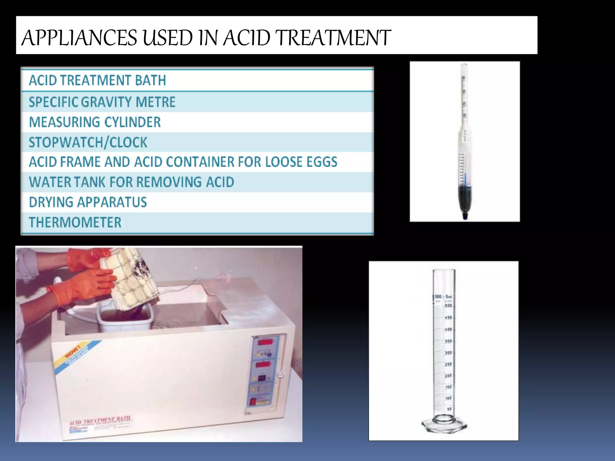 APPLIANCES USED IN ACID TREATMENT
 