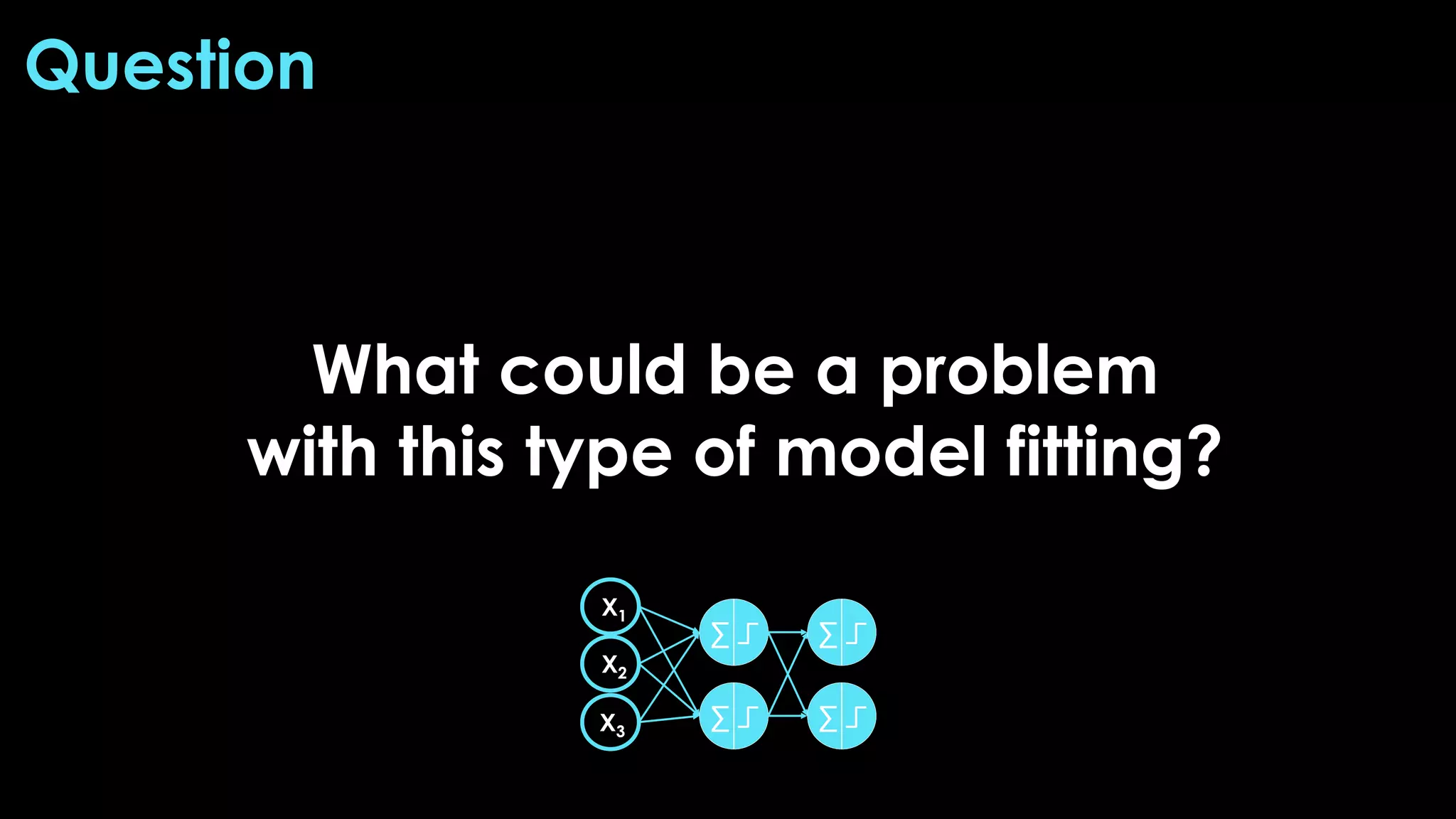 What could be a problem
with this type of model fitting?
Question
 